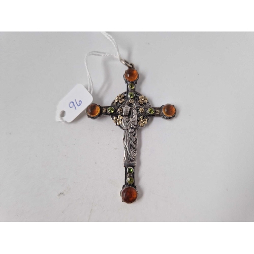 96 - A large silver stone set cross