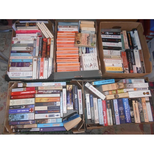 1060 - PAPERBACKS   5 boxes of Military, History, Social History etc.20-30