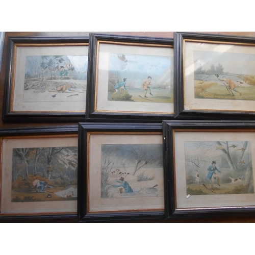 1068 - PRINTS   6 framed & glazed hand cold. H. Alken hunting prints by W. Laird, 183620-30