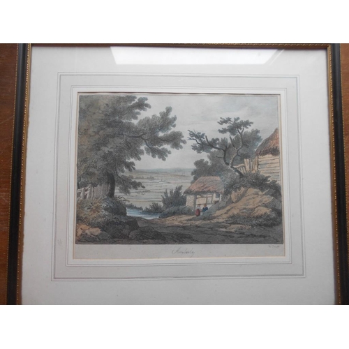 1069 - PRINT   hand cold. cold. litho of Amberley by W. Scott, c.1830, framed & glazed10-20