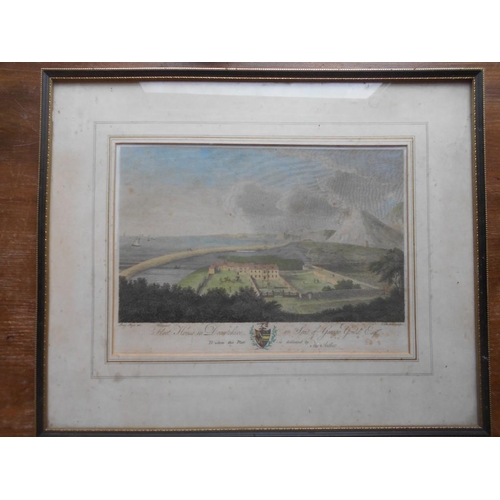 1072 - PRINT   cold. engrv. Fleet House Dorset by B. Pryce, c.1800, framed & glazed10-20