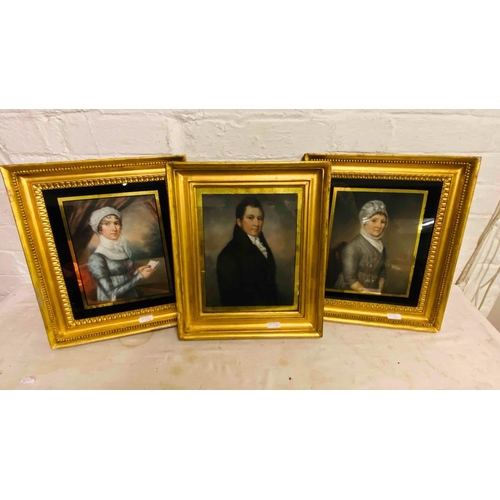 1099 - 18th Century English School - Three pastel Portraits in Good frames, Two 9.5