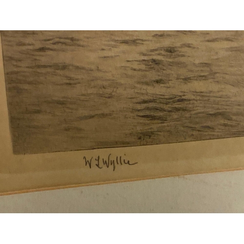 1155 - A Signed W. L. WYLLIE Etching of the Thames 12 x 20