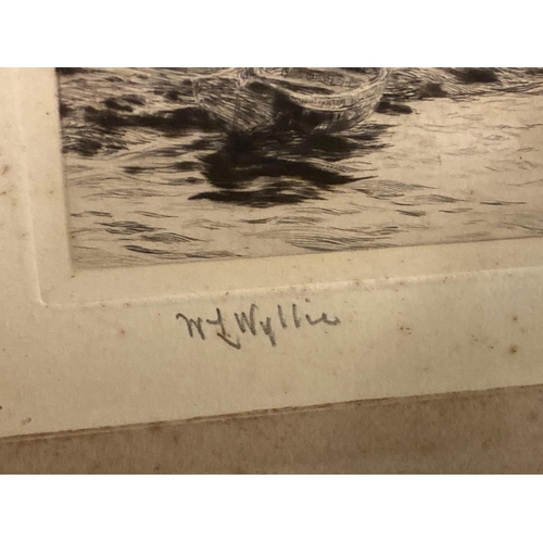 1156 - Another Signed Etching By W. L. WYLLIE of H. M. S. Brittania at Dartmouth