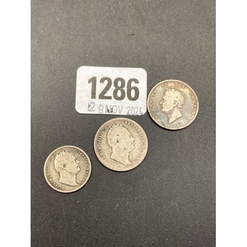 1286 - Shilling 1826 + 1836 + six penny 1834