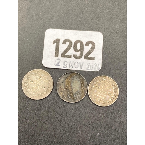 1292 - Silver 3d 1879, 1885, 1887, better grade