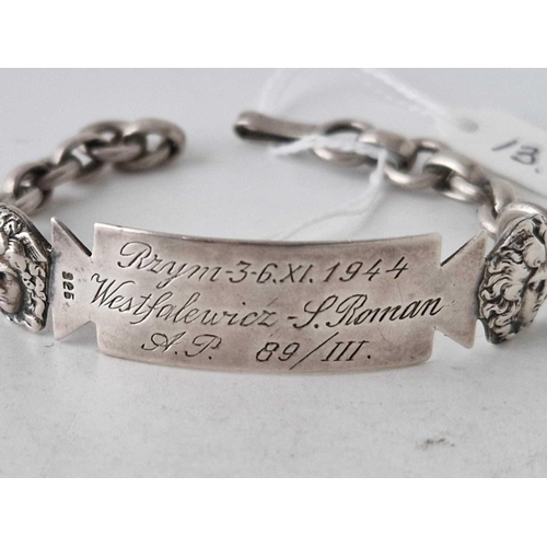 13 - A military silver bracelet dated 1944 8 inch 25 gms