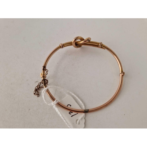 133 - A rose gold heart bracelet bangle 5.8 gms