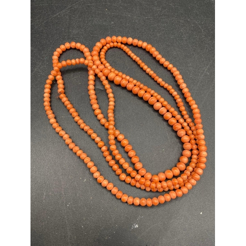 141 - A Victorian Coral long chain slightly graduated��50�+�.51gms