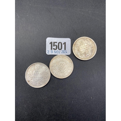 1501 - Old Indian silver Rupees (3)