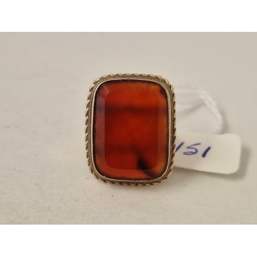 151 - A large Victorian carnelian panel ring 9c size N 6.8 gms