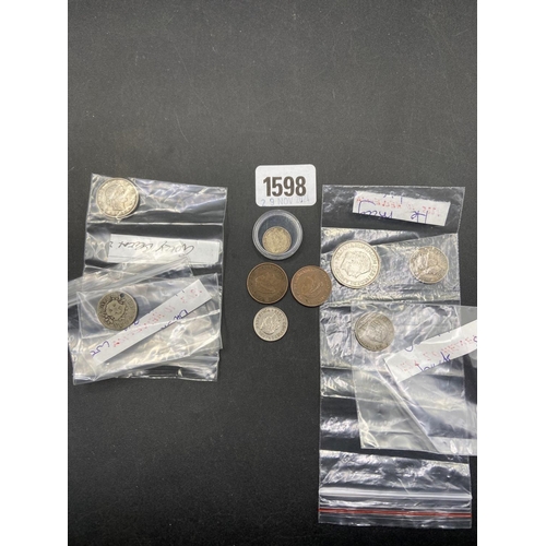 1598 - One bag of Dutch coins to include 1855/1903 interesting old coins