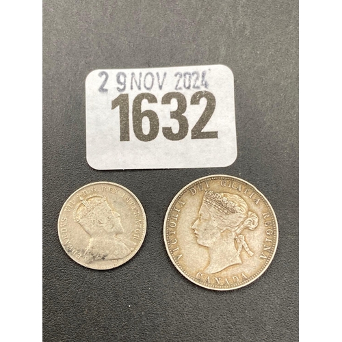 1632 - Canada 25c 1870 + 10c 1902