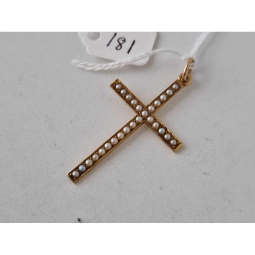 181 - A large pearl cross 15ct gold 45mm 4 gms