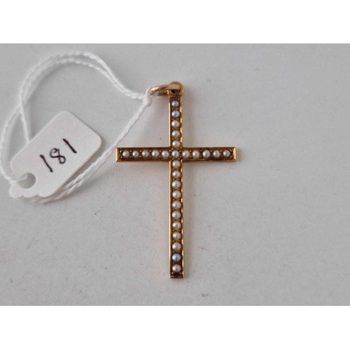 181 - A large pearl cross 15ct gold 45mm 4 gms