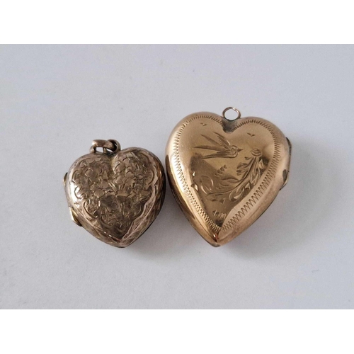 183 - Two heart shaped back and front lockets 9ct