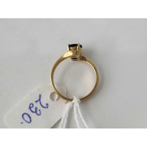 230 - A solitaire sapphire ring 14ct gold size K 2.3 gms