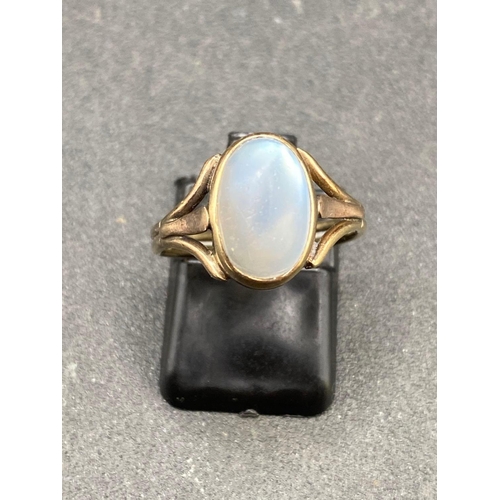 271 - Large Moonstone, antique single stone ring Size M Set in Gold