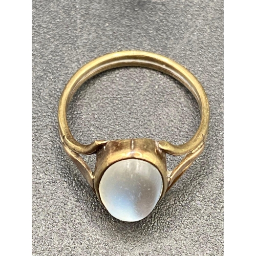 271 - Large Moonstone, antique single stone ring Size M Set in Gold