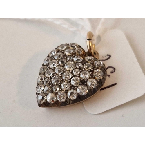 281 - A ANTIQUE GOLD AND SILVER DIAMOND HEART LOCKET PENDANT