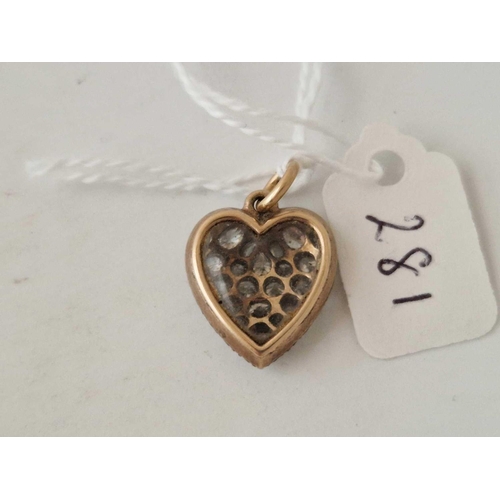 281 - A ANTIQUE GOLD AND SILVER DIAMOND HEART LOCKET PENDANT