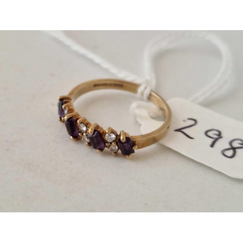 298 - A amethyst dress ring 9ct size L 1.6 gms