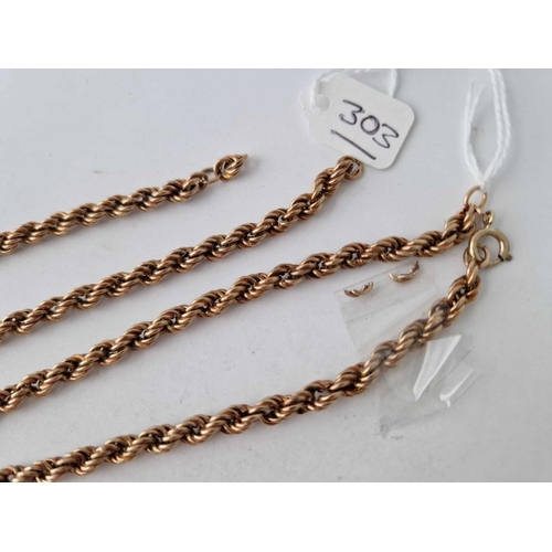 303 - A ROPE LINK NECK CHIAN 9CT AF 24 INCH 20.6 GMS