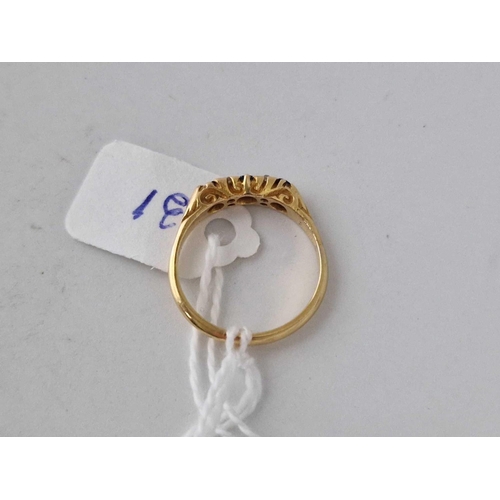 31 - A sapphire and diamond ring 18ct gold size N 2.9 gms