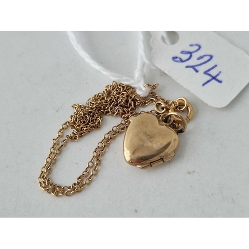 324 - A heart locket on neck chain 9ct 16 inch 1.7 gms