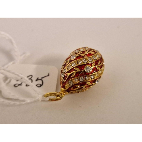 335 - A enamel stone set egg pendant