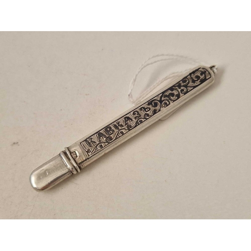 364 - Russian Antique silver pencil holder with scrolled niello decoration, with Russian hallmarks