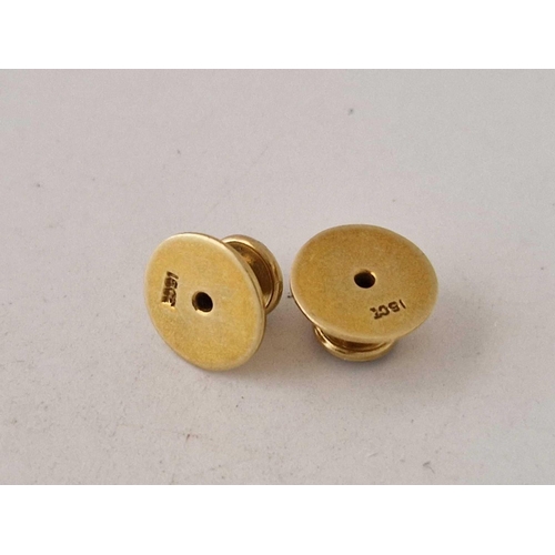 381 - A pair of enamel and diamond collar studs 15ct gold 3 gms