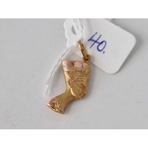 40 - A Nefertiti pendant 14ct gold 1 gms