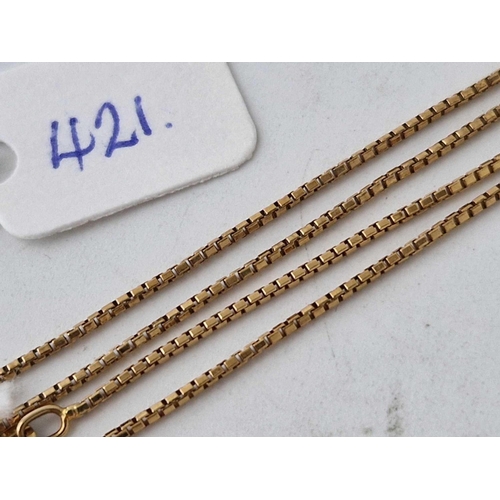 421 - A BOX LINK NECK CHAIN 18CT GOLD 19 INCH 3.9 GMS