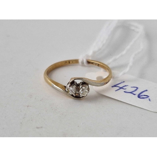 426 - A two diamond ring 18ct gold size N 1.9 gms