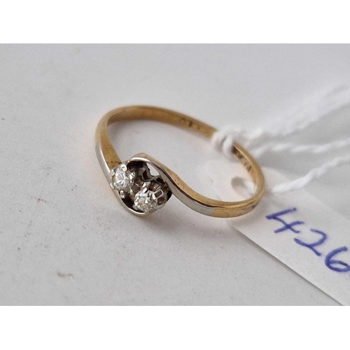 426 - A two diamond ring 18ct gold size N 1.9 gms