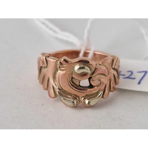 427 - A FANCY ROSE GOLD BAND RING 9CT SIZE O 8.4 GMS