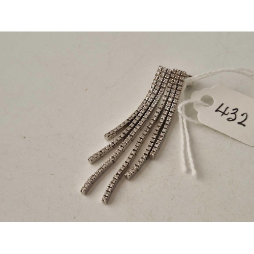 432 - A PAIR OF WHITE GOLD DIAMOND TASSEL EARRINGS 18CT GOLD 9.2 GMS