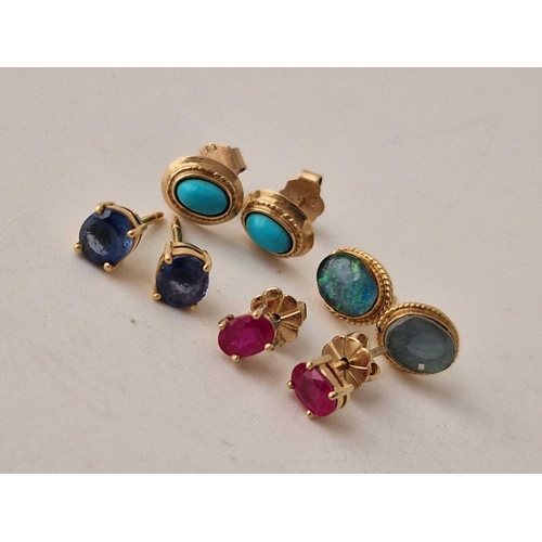 433 - A BAG OF ASSORTED GEM SET EARRINGS 6.3 GMS