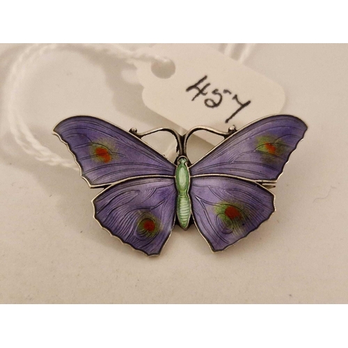 457 - A attractive silver and enamel butterfly brooch Birmingham 1918 4.2 gms