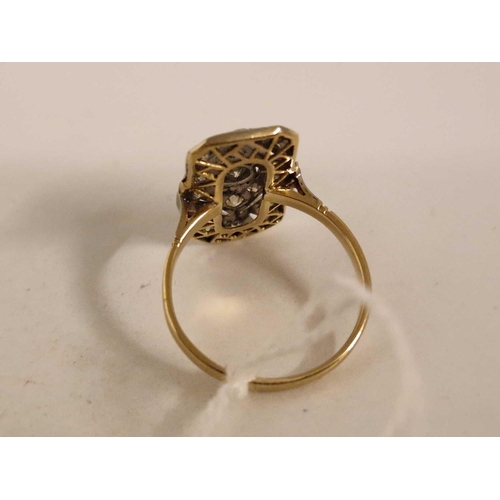 459 - A ART DECO PLAQUE DIAMOND RING 18CT GOLD AND PLATINUM SIZE M 2.6 GMS