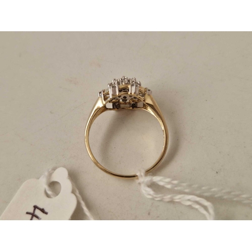 46 - Vintage 14ct hallmarked gold multi diamond ring, diamond content marked in shank 0.38cts, size L,  2... 