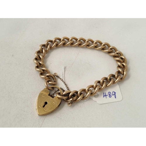 489 - A 9ct metal core bracelet 6 inch