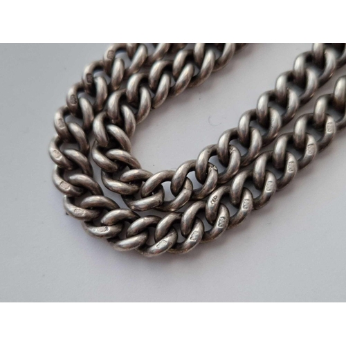 490 - A good silver double albert watch chain 16 inch