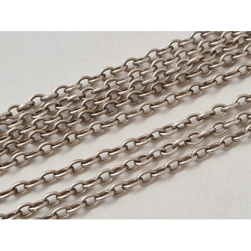 493 - A long silver neck chain 74 inch 35 gms