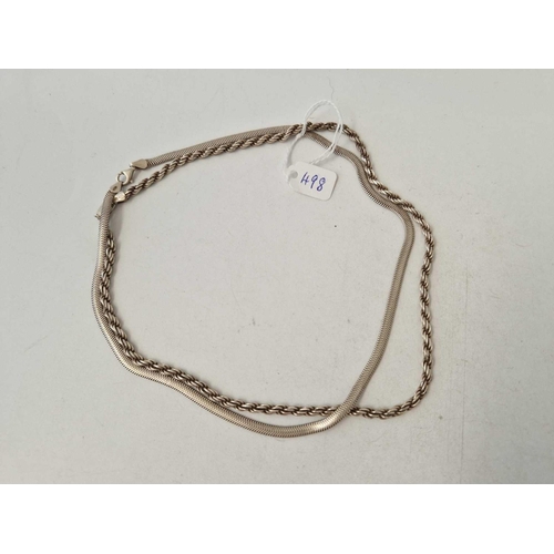 498 - Two silver neck chains 35 gms