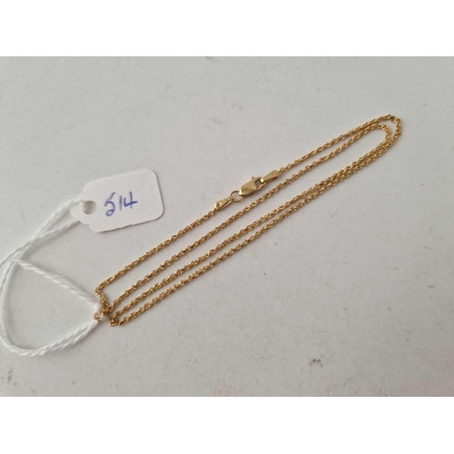 514 - A Italian link neck chain 18ct gold 15 inch 3.5 gms