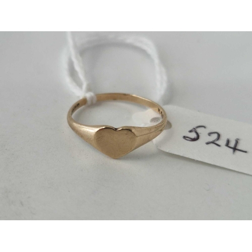 524 - A heart ring 9ct size J