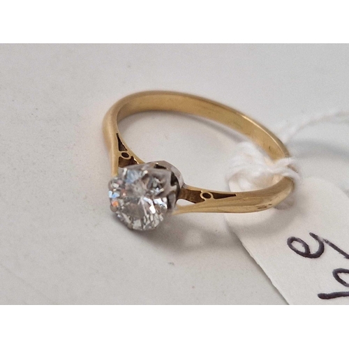 59 - A DIAMOND SOLITAIRE RING 18CT GOLD APPROX 0.45 CARATS SIZE J 1.9 GMS