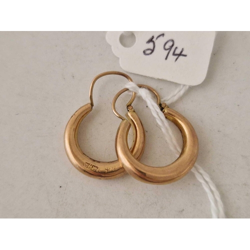 594 - A pair of antique hoop earrings 9ct 1.4 gms